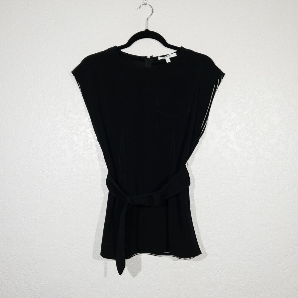 New 10 Crosby Derek Lam Black Wide Belted Top Size 6